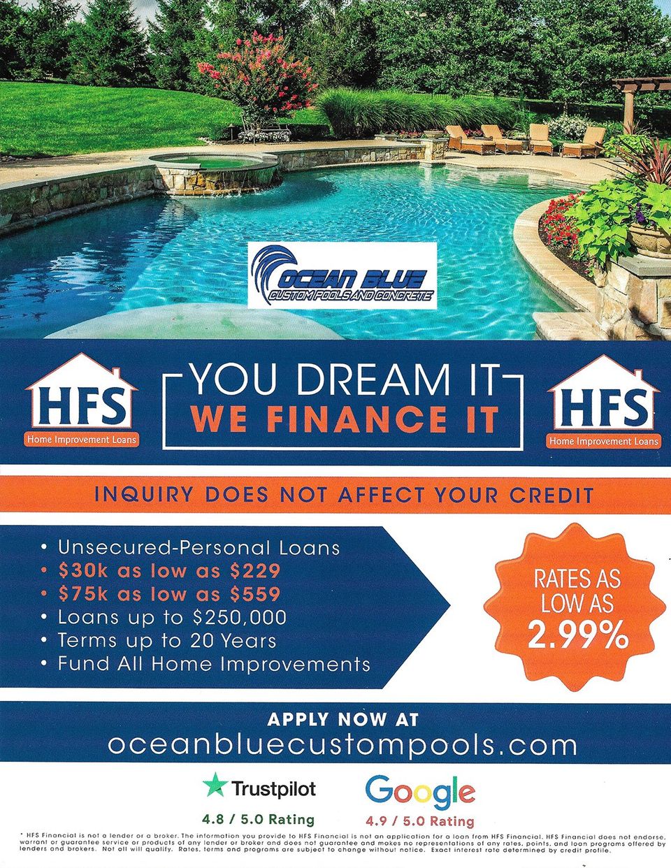 financing swimming pool on Financing