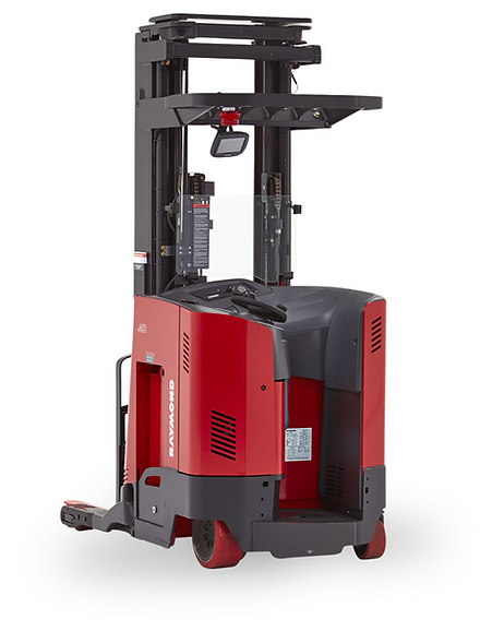 A red and black forklift on a white background