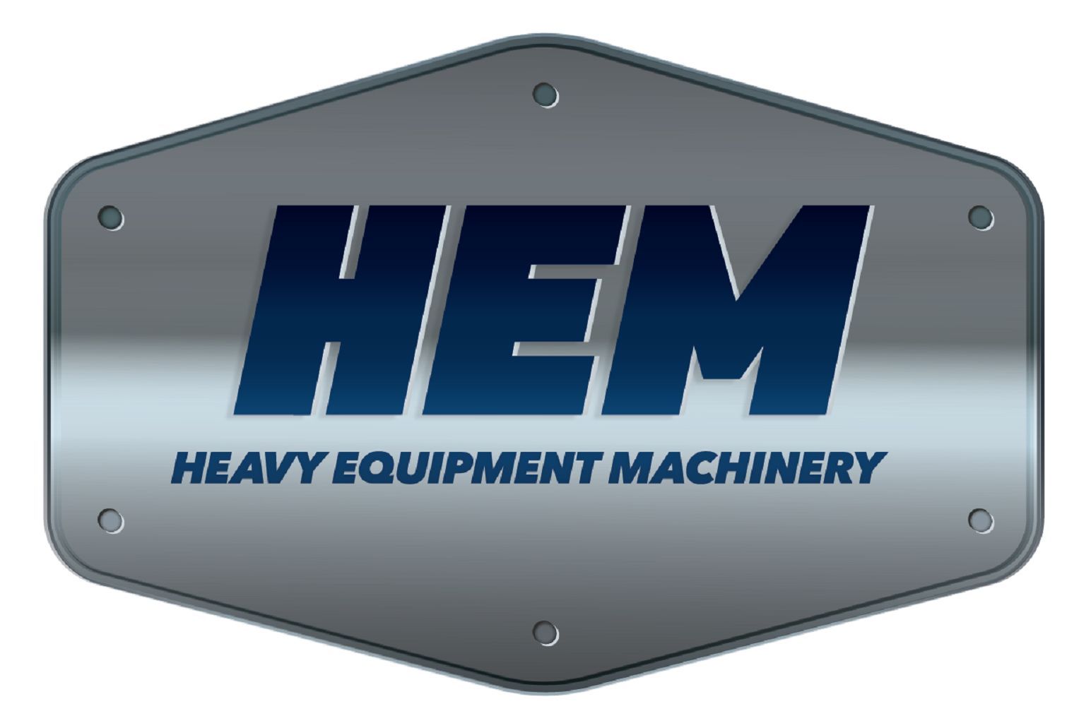 Logo for Heavy Equipment Machinery (HEM) in a silver and blue shield.
