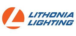 Lithonia Lighting logo: orange circle with white 