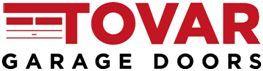 Red "TOVAR" logo with garage door illustration above and "GARAGE DOORS" in black below.