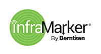 Logo for InfraMarker by Berntsen. Green circle with concentric rings and a wifi symbol, with the brand name in text.