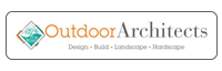 Logo for Outdoor Architects with diamond graphic, company name, and services listed below.