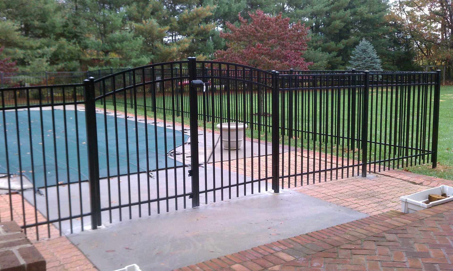 Newly installed aluminum fences