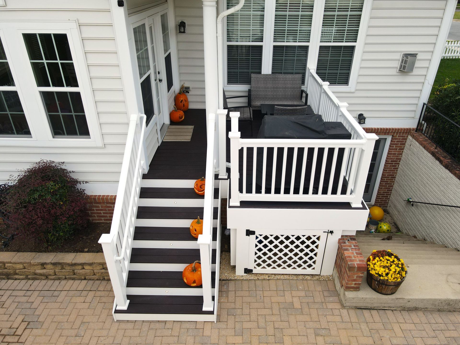 small deck with Halloween decorations