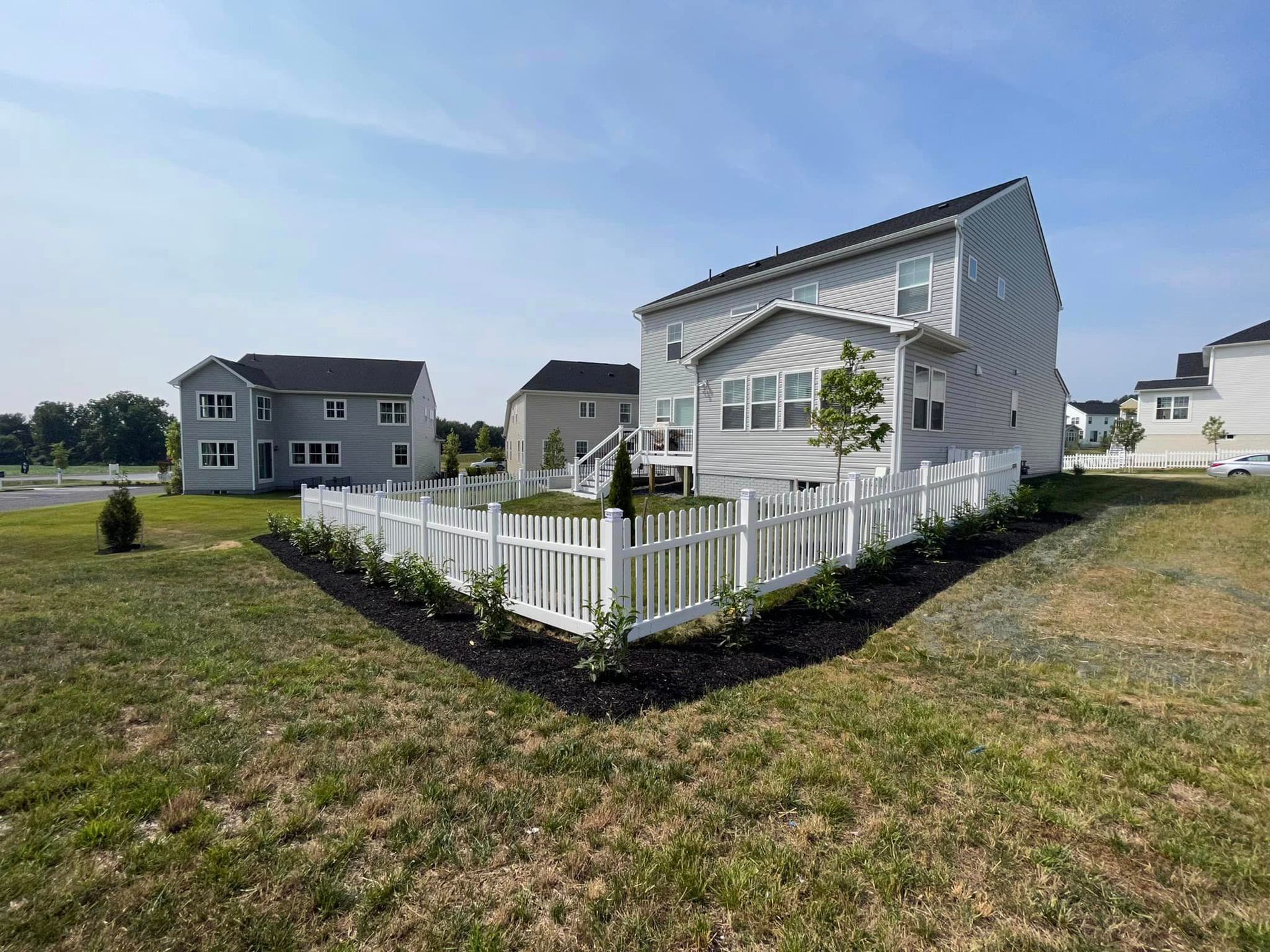 Newly installed vinyl fences