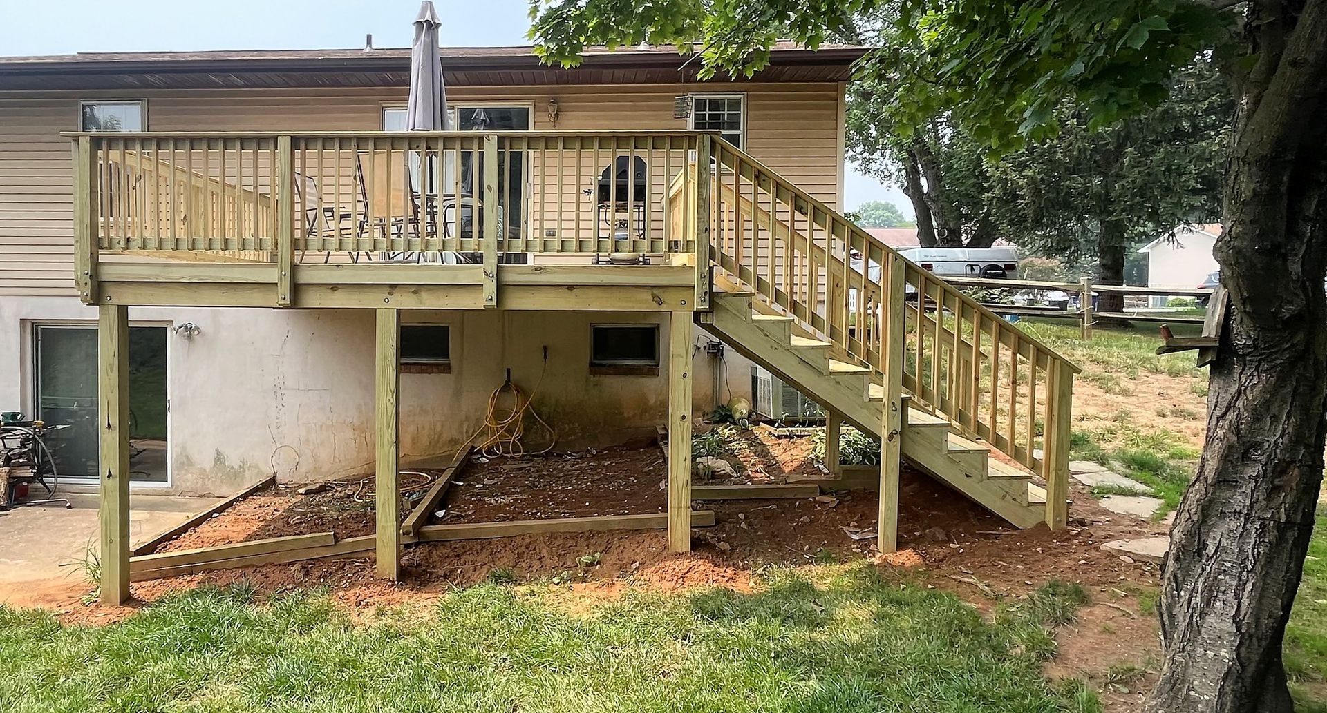 Newly installed wood deck