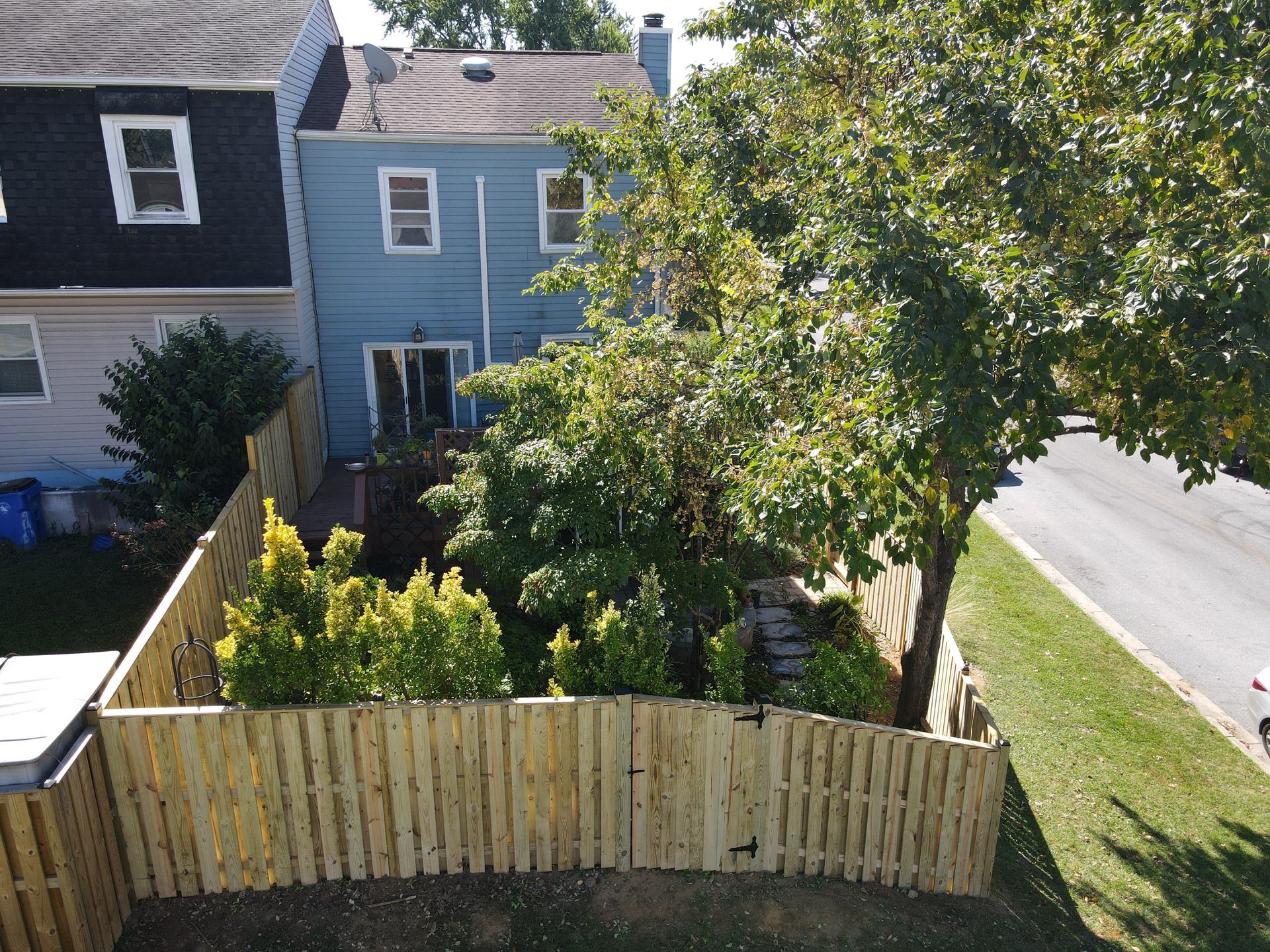 Newly installed wooden fence