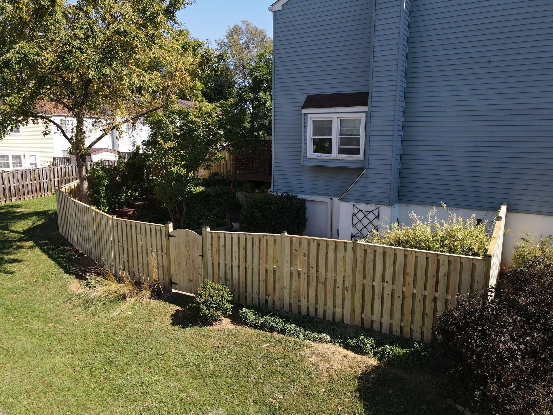 Newly installed wooden fences