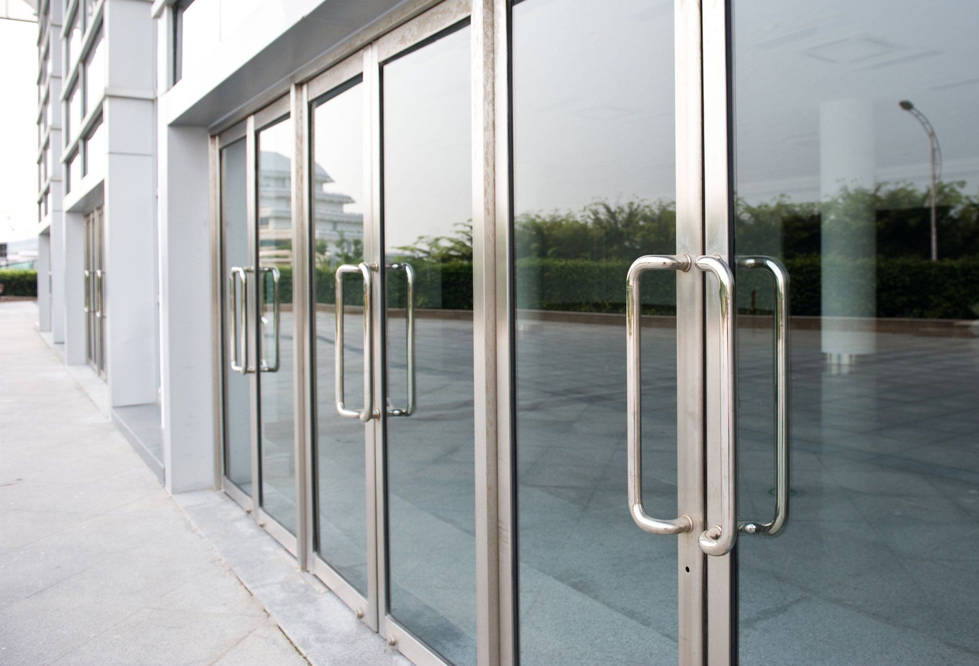 Clean commercial glass door