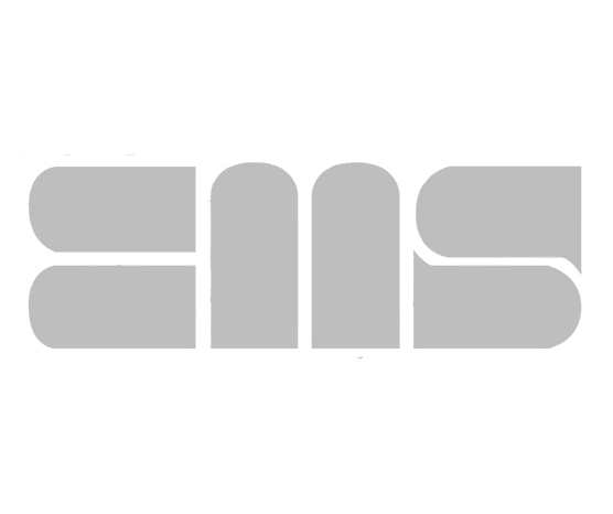 Gray abstract logo on a white background, made of rounded block shapes
