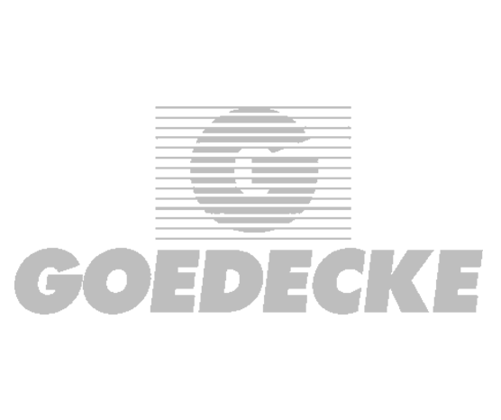 Gray GOEDECKE logo with a striped square emblem above the wordmark