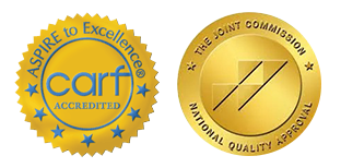 CARF and The Joint Commission accreditation gold seal logos