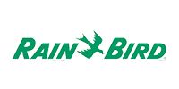 Rain Bird logo: green text with a bird icon, white background.