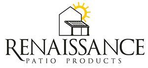 Renaissance Patio Products logo with house, sun, and patio awning icon