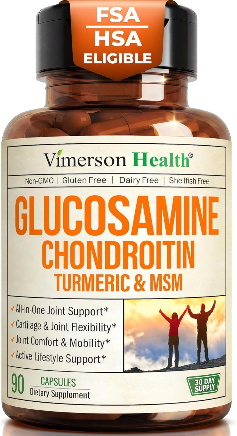A bottle of Glucosamine and Chondroitin.
