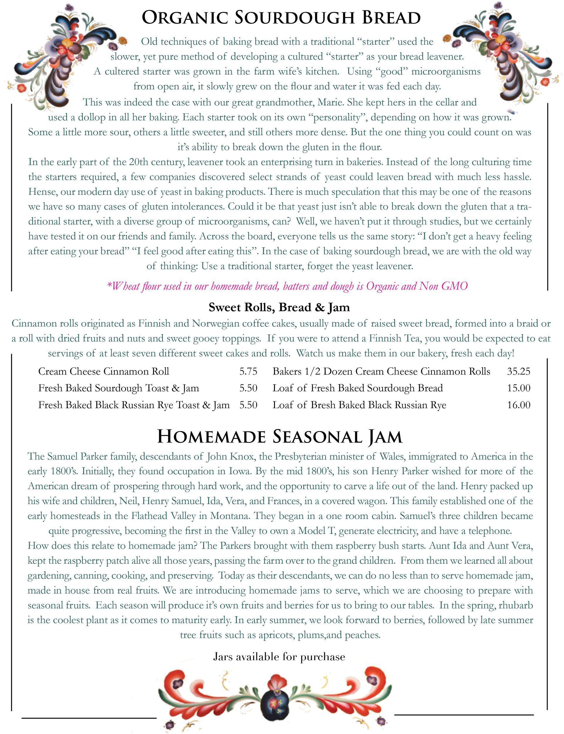 The Old European Restaurant menu with floral border and text.