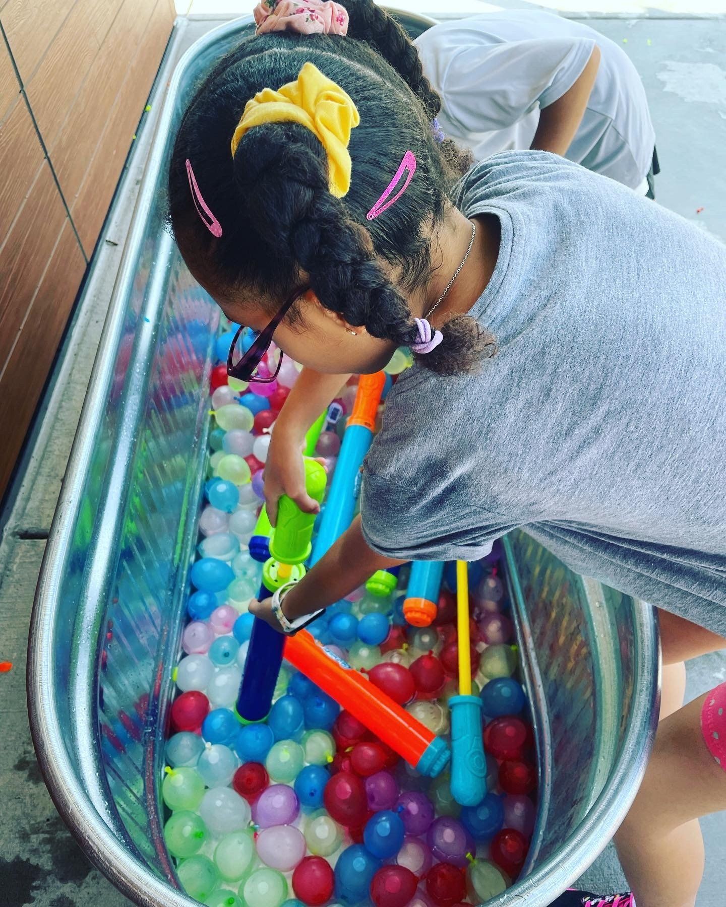 Girl and water balls