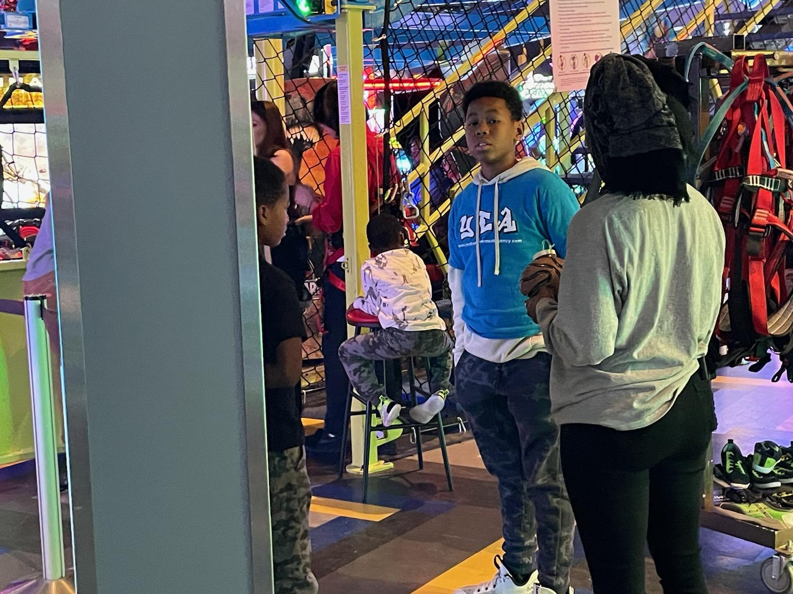 Boy with blue sweatshirt