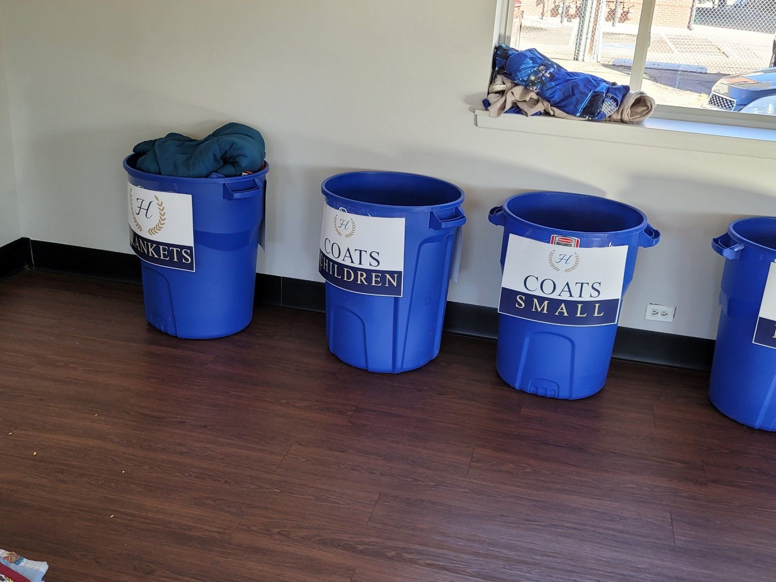 Three blue container