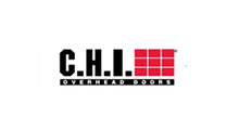 C.H.I. Overhead Doors logo with black text and a red grid icon