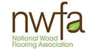 NWFA logo with brown and green lettering and the text “National Wood Flooring Association”