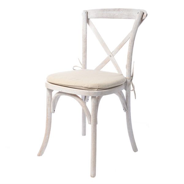 Whitewash X-Back Chair with Cushion