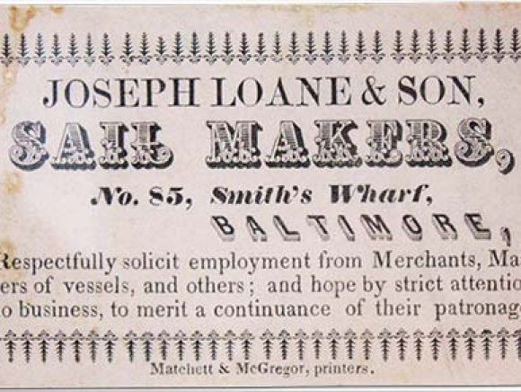 An advertisement for joseph loane & son sail makers in baltimore
