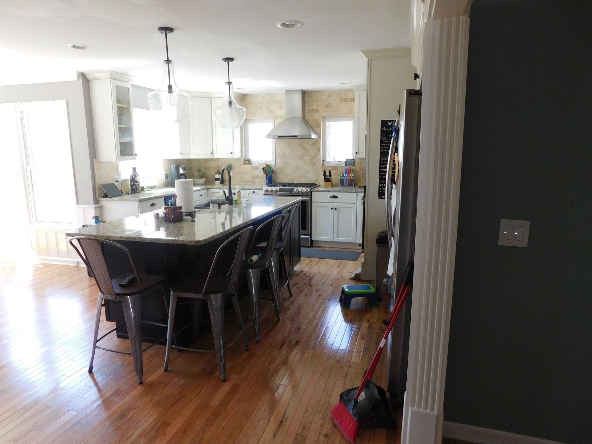 A kitchen with a large island