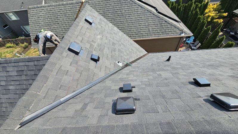 An aerial view of a roof - after