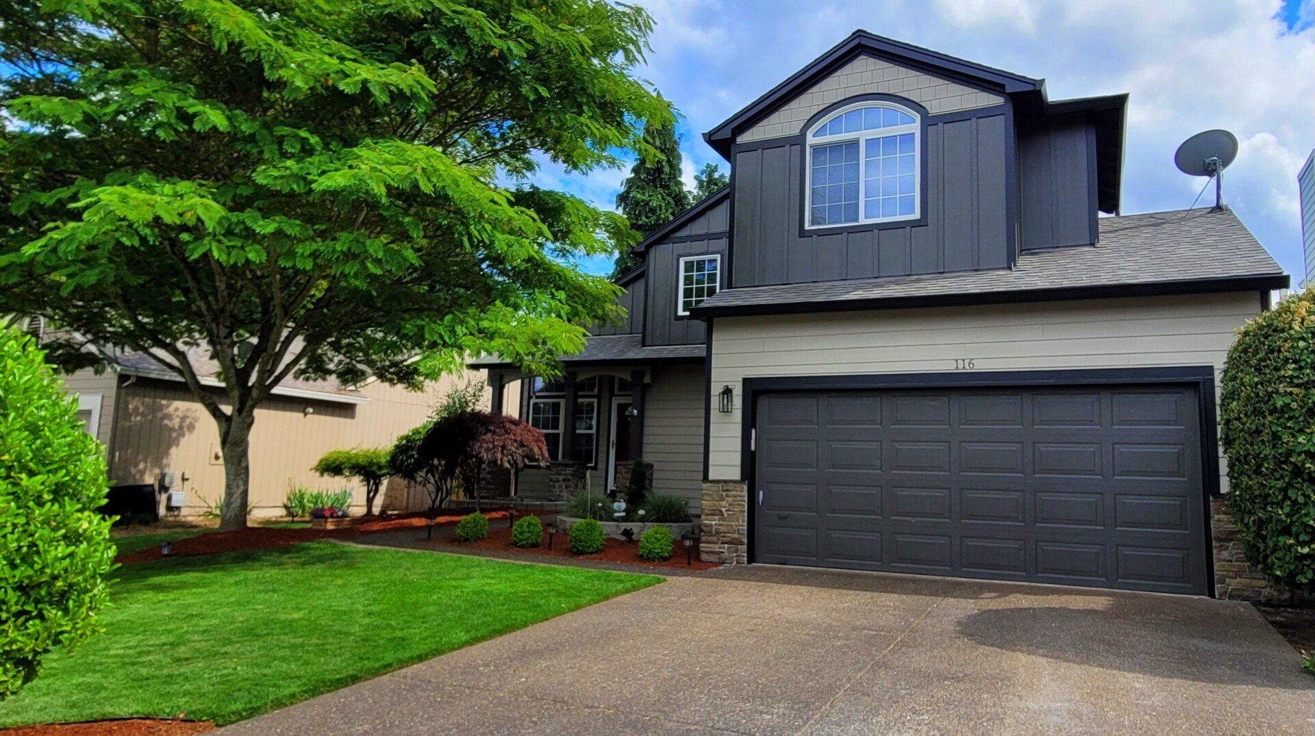 dark blue 2-storey house