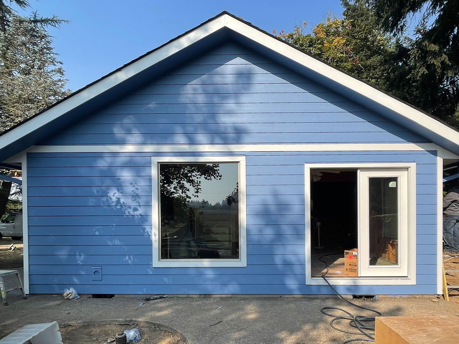 wall is painted blue