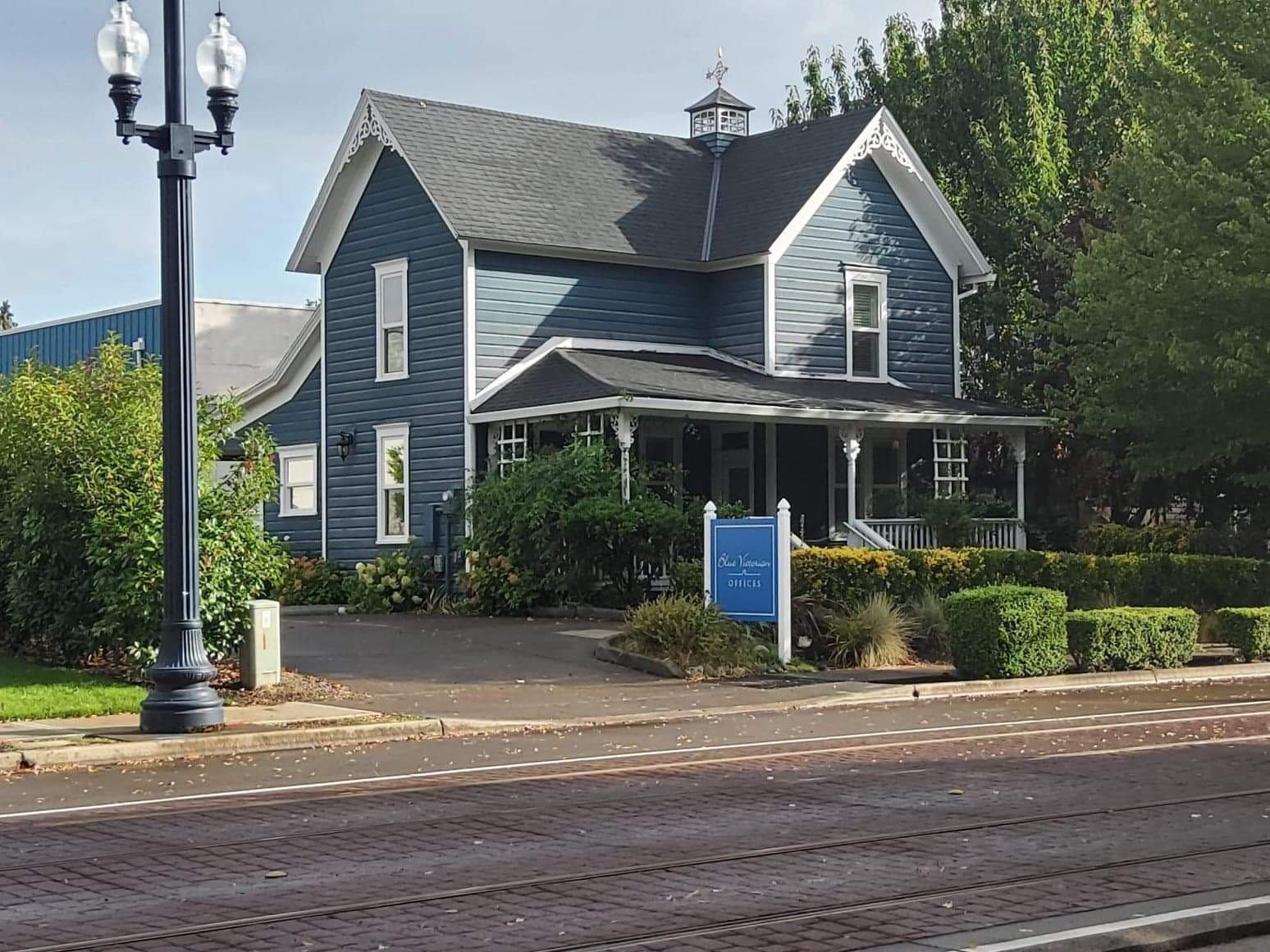 house with blue siding