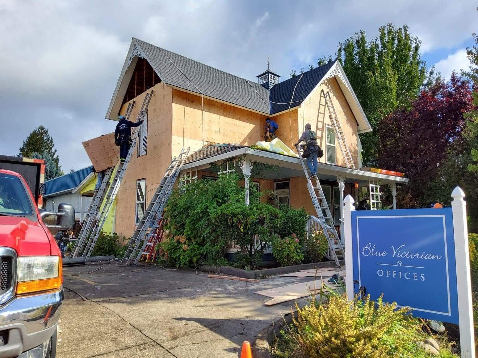 house exterior being renovated