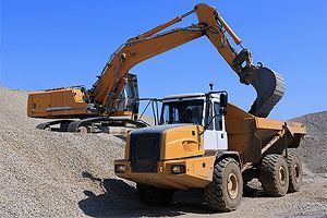 Vehicles on a construction site