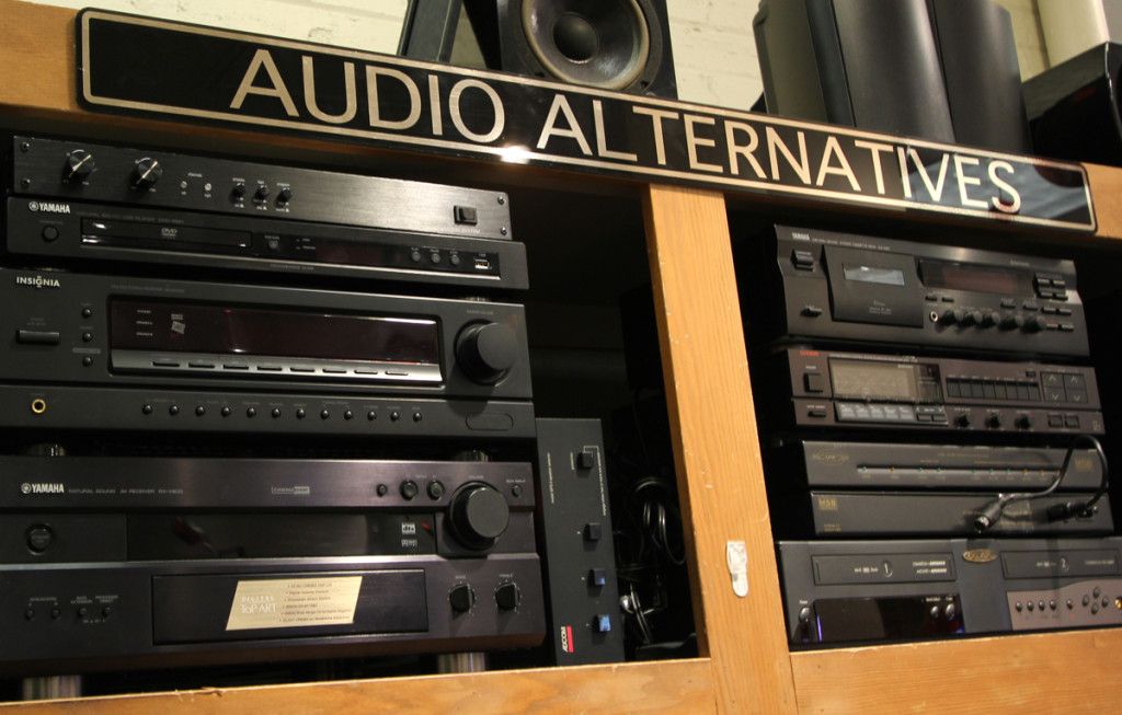 A shelf with audio alternatives written on it