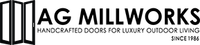 AG Millworks logo with an image of folding doors, text that reads 