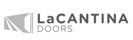 A black and white logo for la cantina doors.