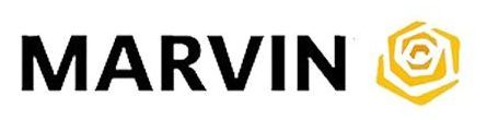A marvin logo with a yellow hexagon on a white background.