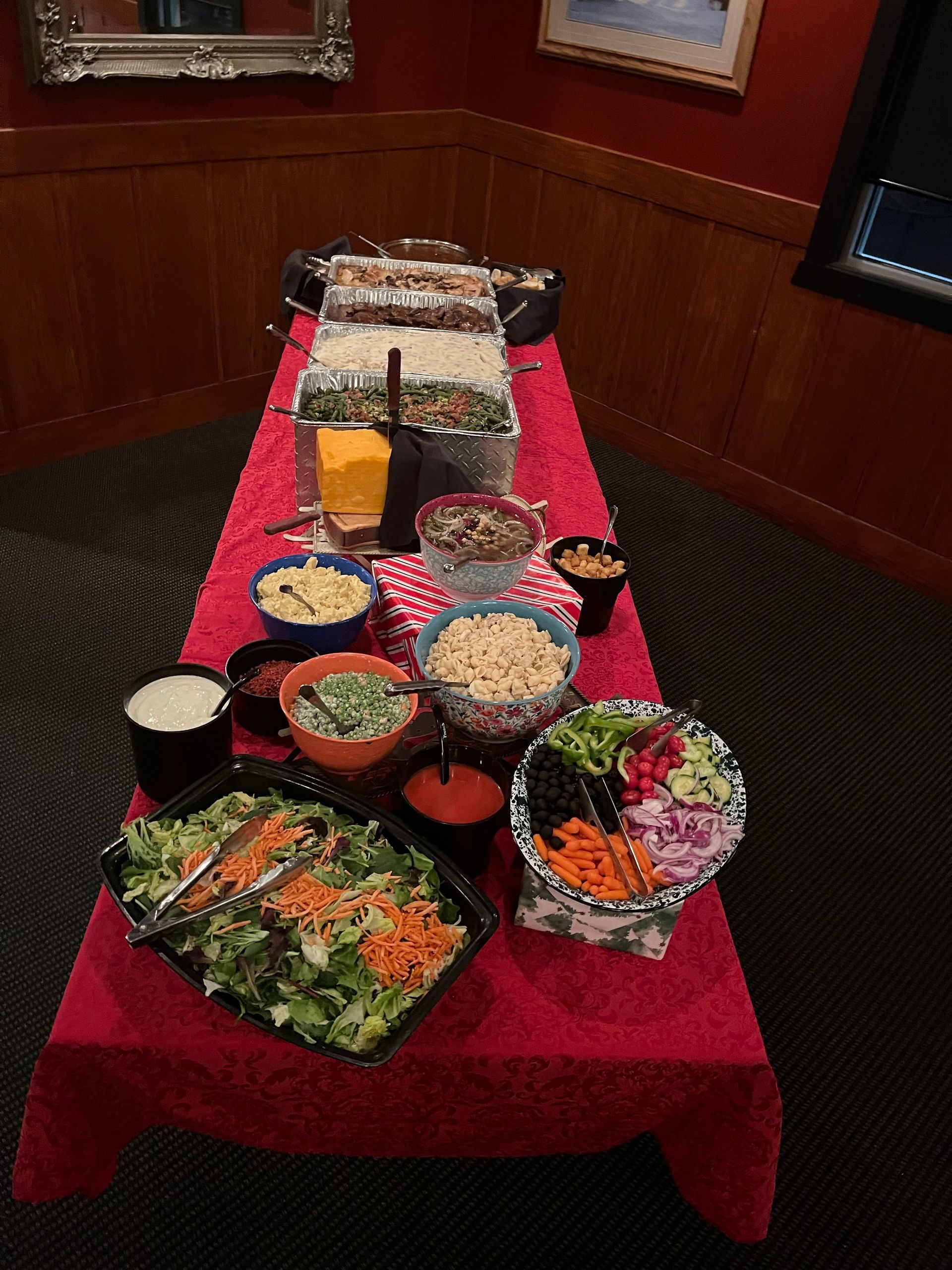 food on catering table