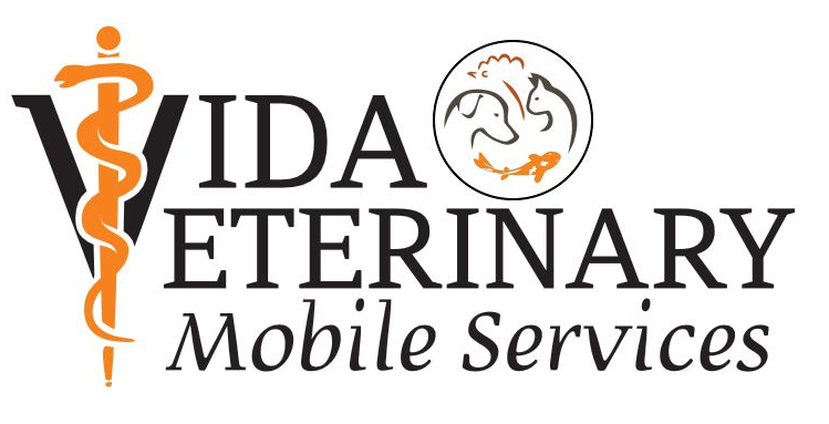 Vida Veterinary Mobile Services logo with orange staff and animal circle icon, black and gray text