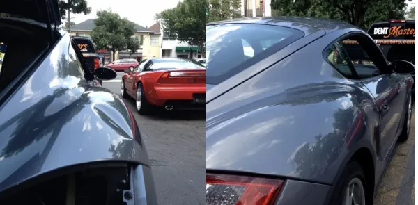 Dark gray car dent repair