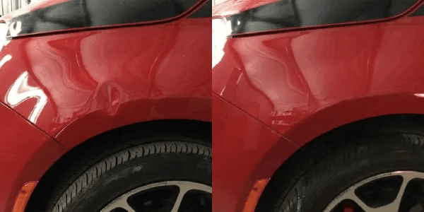 Red car dent repair