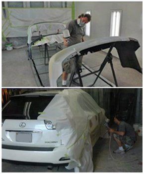 Man painting the car