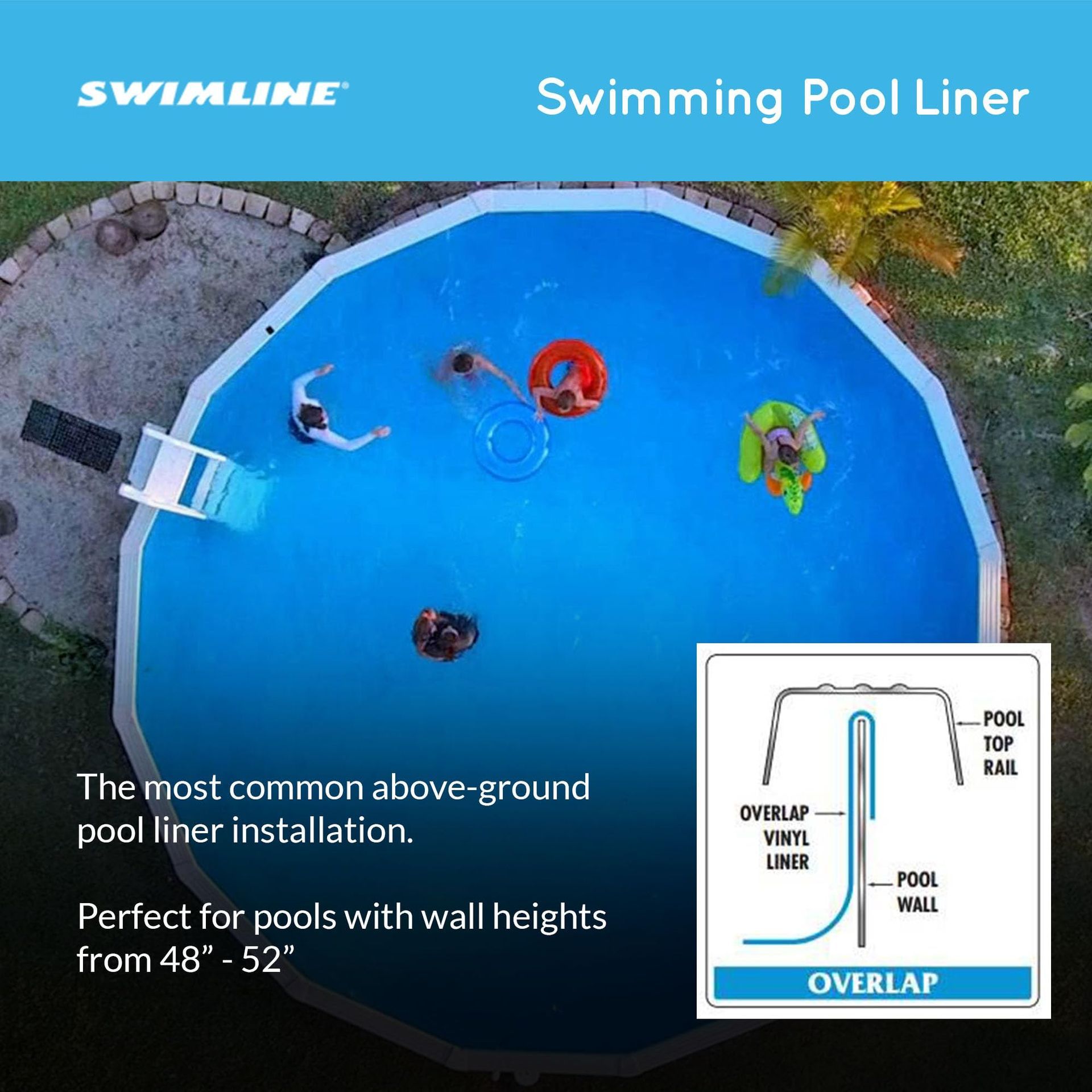An aerial view of a swimming pool liner installation