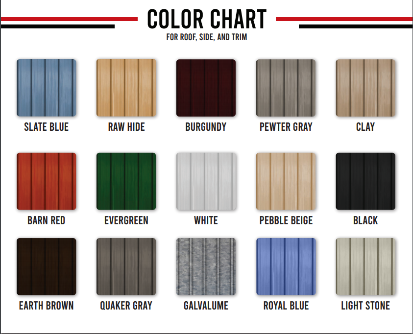 A color chart showing different shades of wood