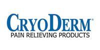 CryoDerm Pain Relieving Products logo in blue text on a white background