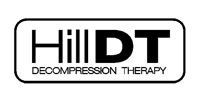 HillDT Decompression Therapy logo in black and white with rounded border
