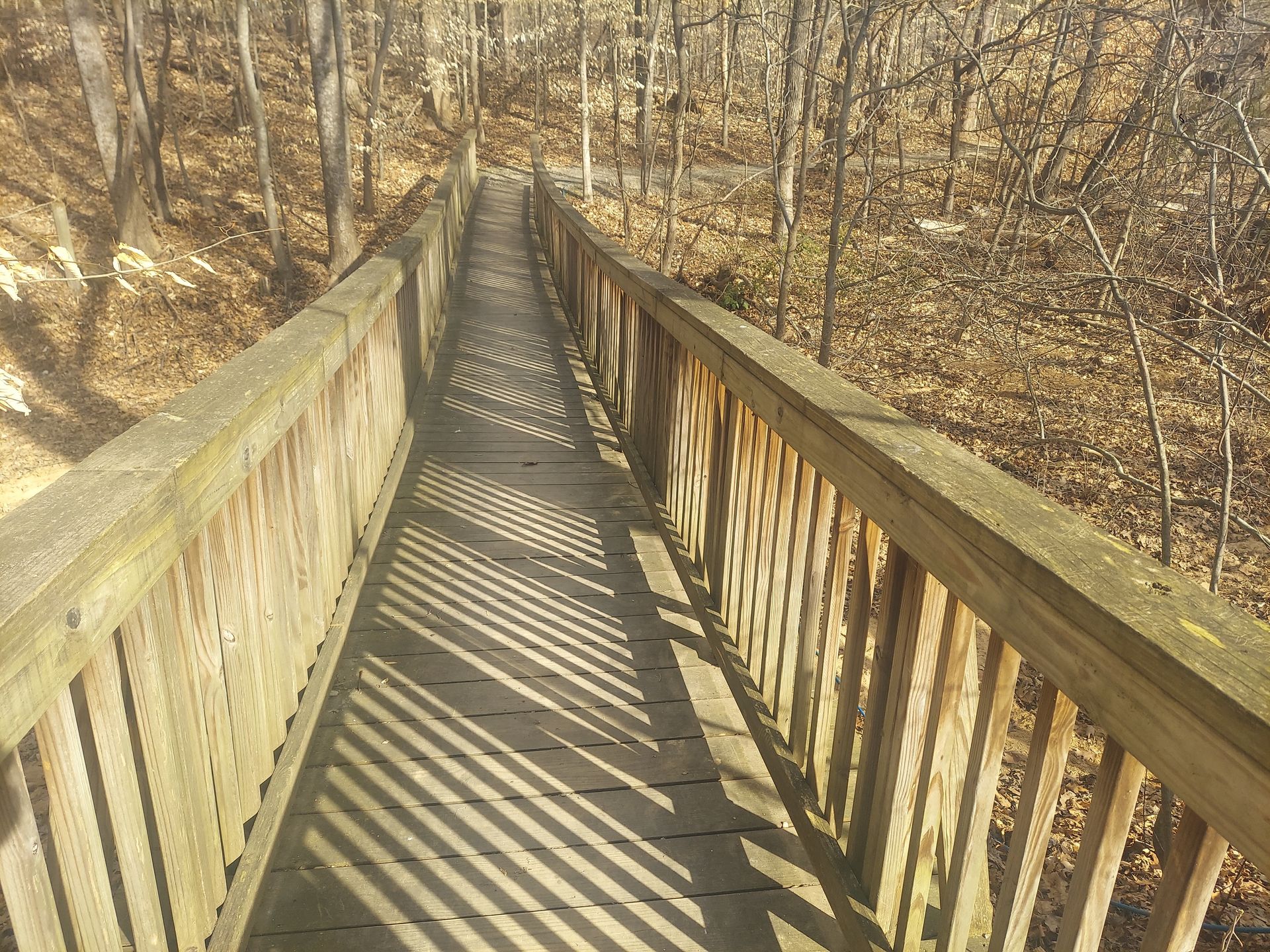 Wooden bridge front straight view after