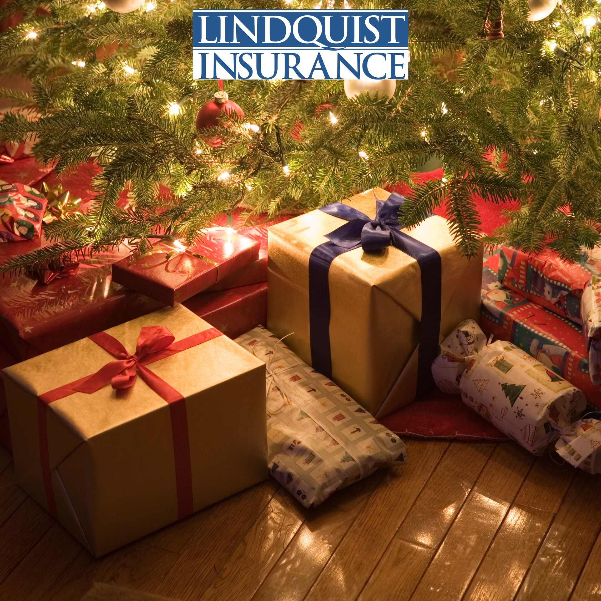 Christmas presents under the tree Lindquist Insurance